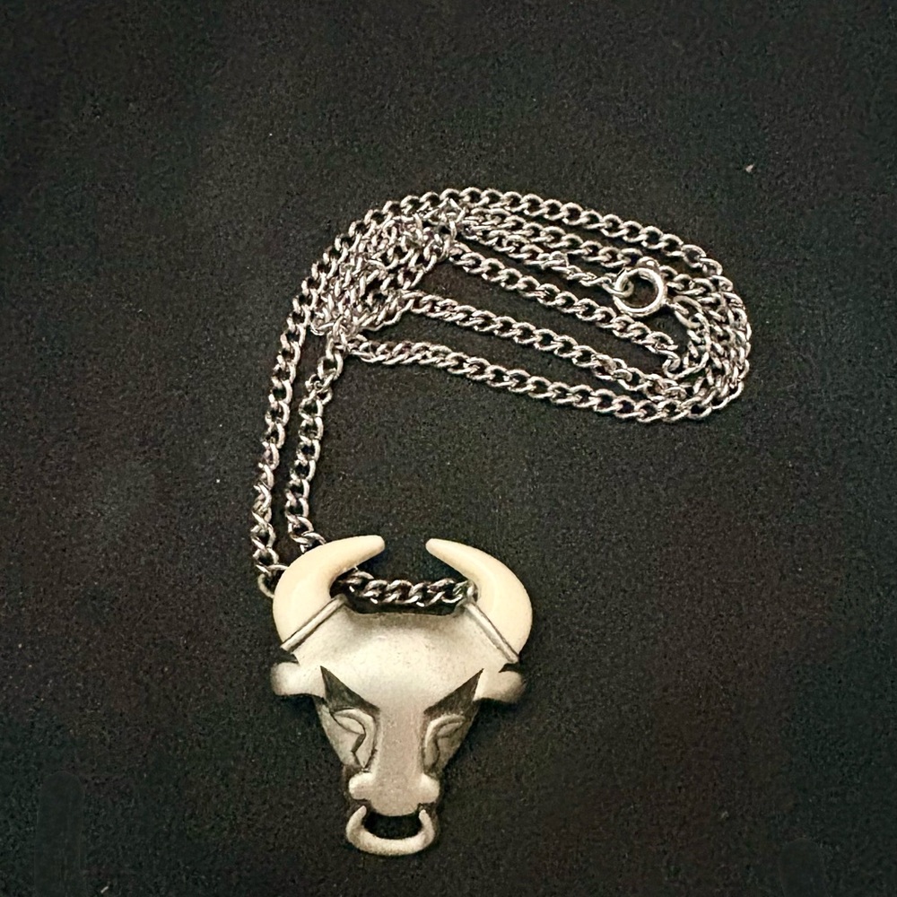 Silver Bull Pendant Necklace